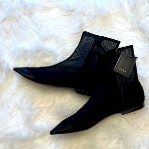 Zara Black polo-dot lace ankle boots..  New